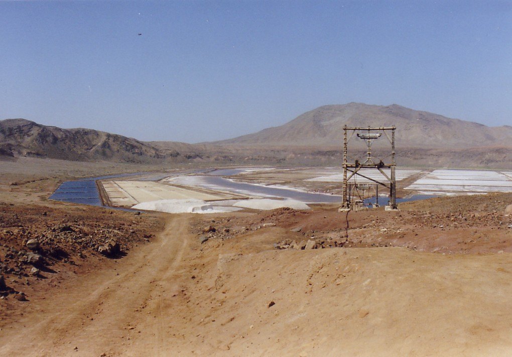 Salt pans within the volcanic landscape of Pedra de Lume, Sal